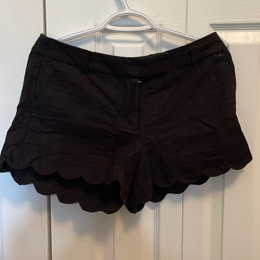 J-crew scalloped bottom shorts, black